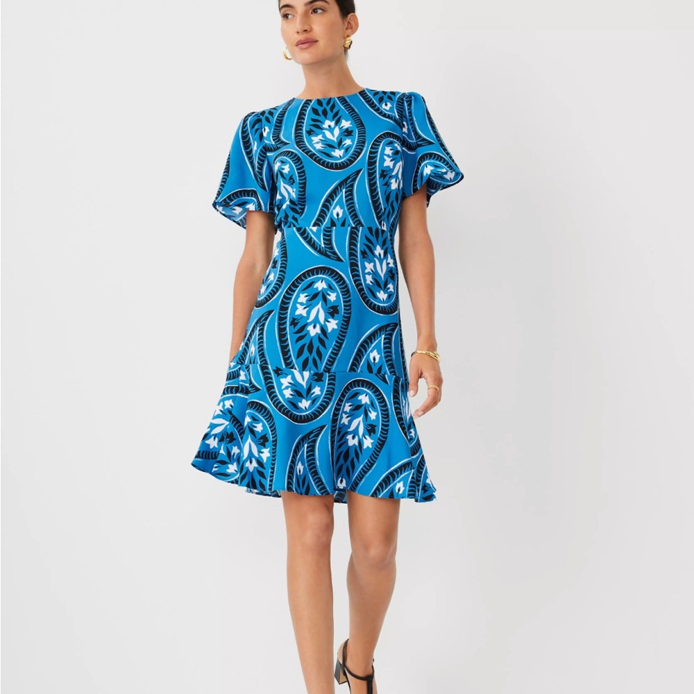 Ann Taylor Blue & White Sheath Mini Dress NWT